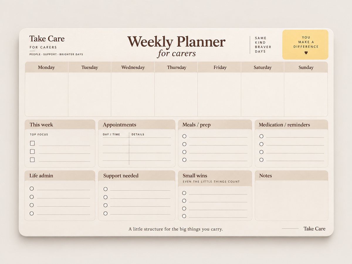 Weekly Planner for Carers